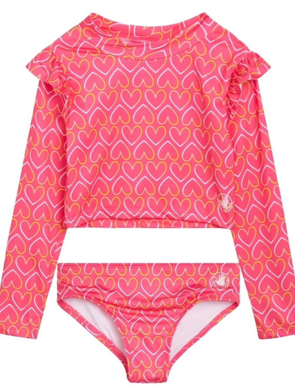 Body Glove Girl’s Pink Heart Print Rashguard Swimsuit 2 Piece Tankini Size 8.